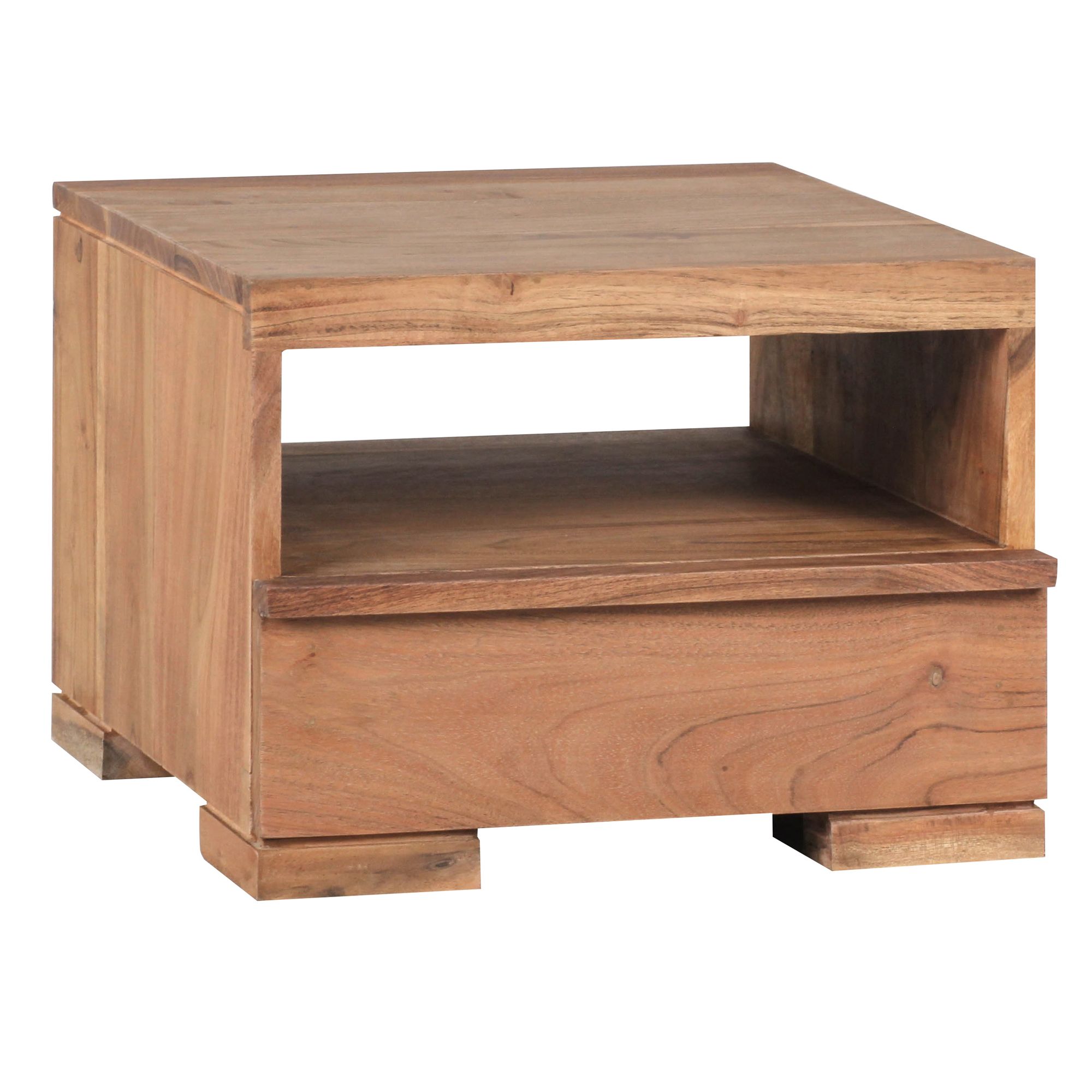 Nachttisch Massivholz Schublade & Ablage Flache Nachtkommode Futon Nachtkästchen – Ansicht 6