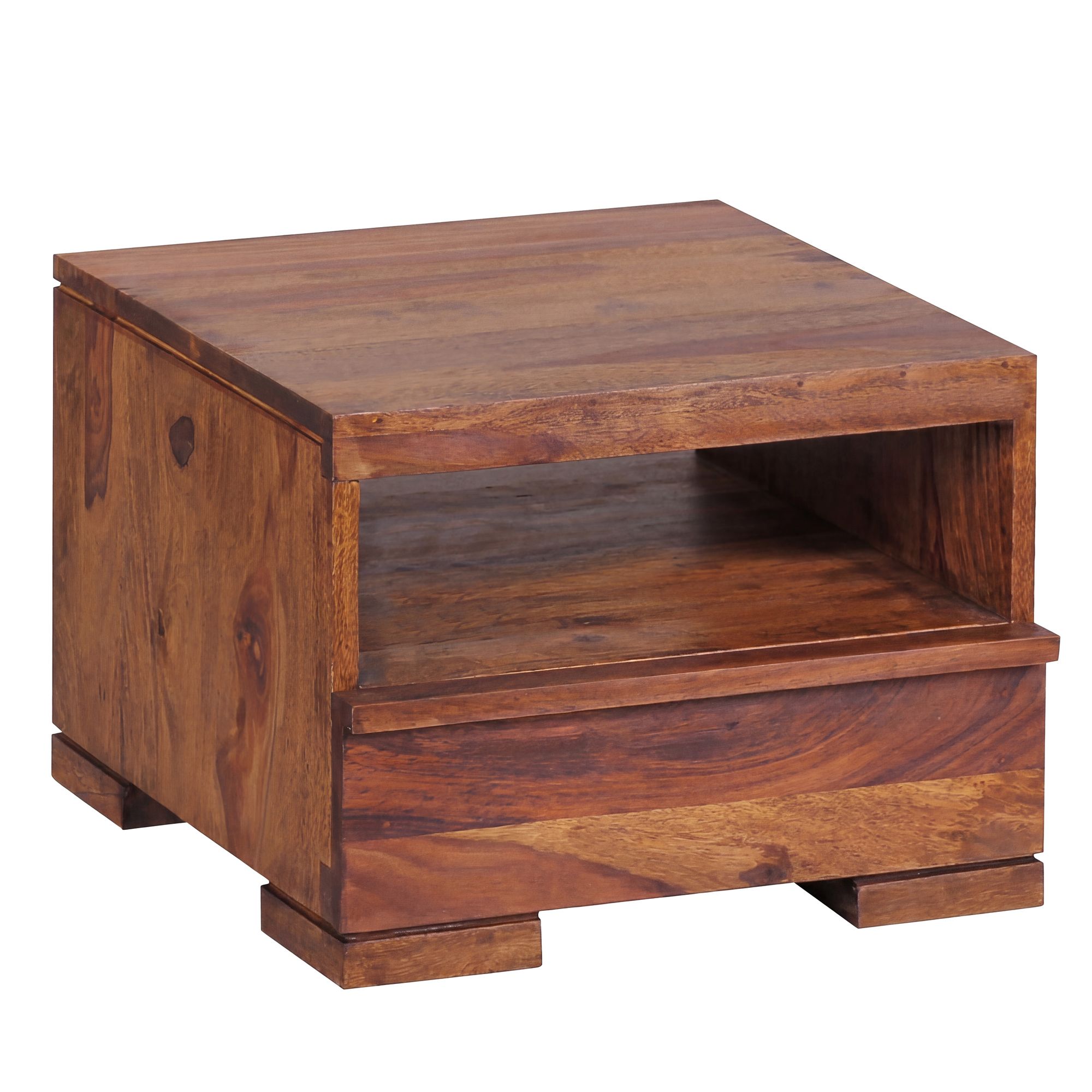 Nachttisch Massivholz Schublade & Ablage Flache Nachtkommode Futon Nachtkästchen – Ansicht 6