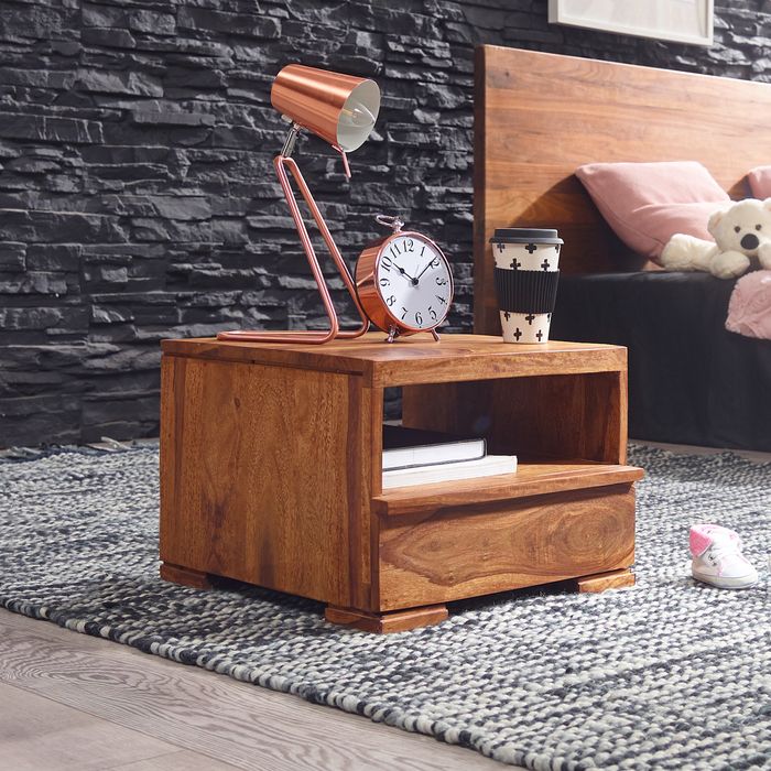 Nachttisch Massivholz Schublade & Ablage Flache Nachtkommode Futon Nachtkästchen