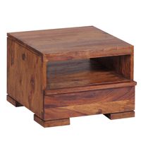 Nachttisch Massivholz Schublade & Ablage Flache Nachtkommode Futon Nachtkästchen – Ansicht 6