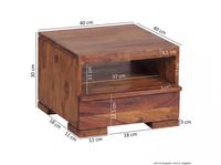 Nachttisch Massivholz Schublade & Ablage Flache Nachtkommode Futon Nachtkästchen – Ansicht 3