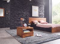 Nachttisch Massivholz Schublade & Ablage Flache Nachtkommode Futon Nachtkästchen – Ansicht 2