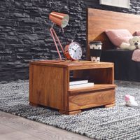 Nachttisch Massivholz Schublade & Ablage Flache Nachtkommode Futon Nachtkästchen – Ansicht 1