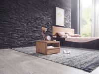 Nachttisch Massivholz Schublade & Ablage Flache Nachtkommode Futon Nachtkästchen – Ansicht 2