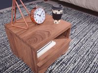 Nachttisch Massivholz Schublade & Ablage Flache Nachtkommode Futon Nachtkästchen – Ansicht 5