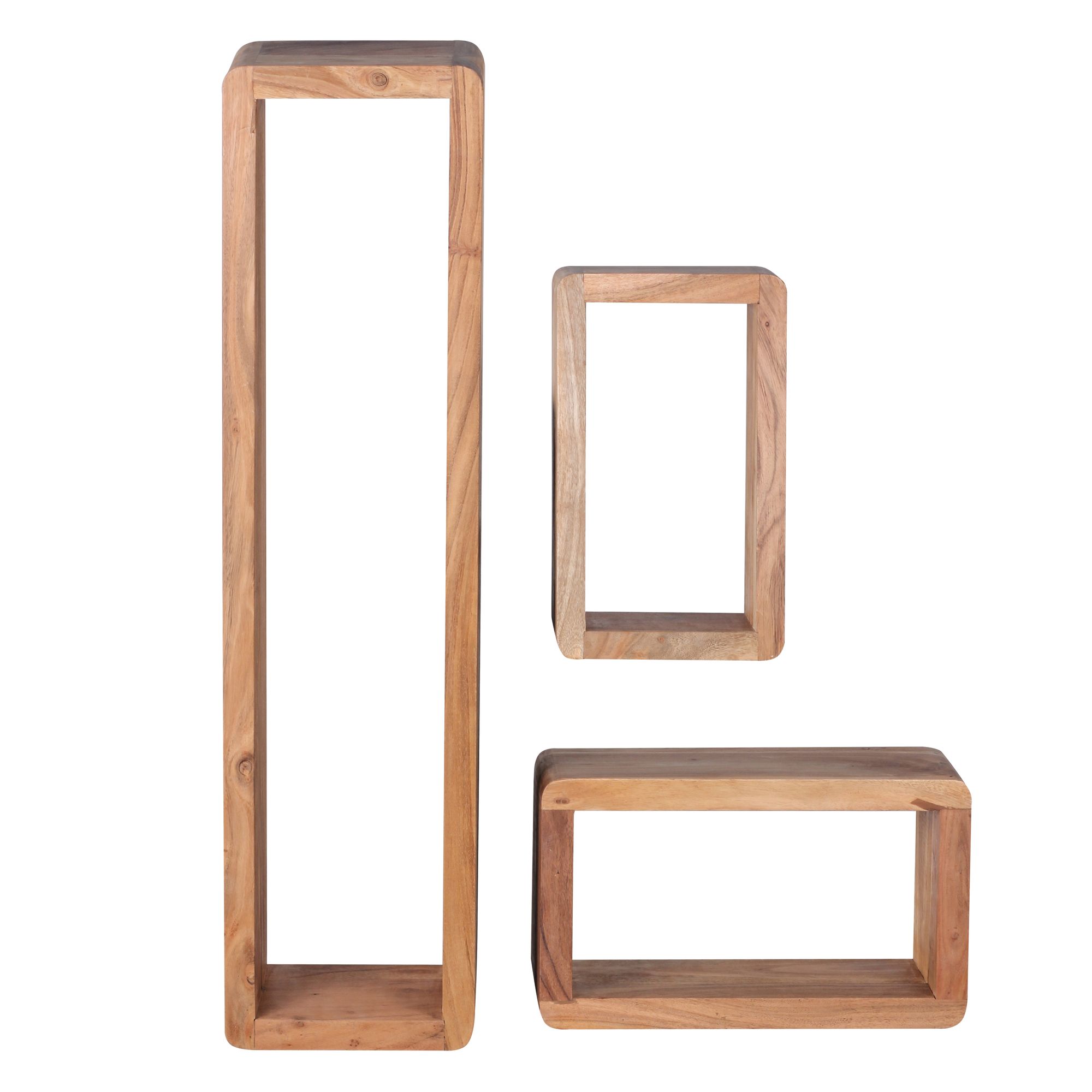 FineBuy 3er Set Wandregale Massivholz Holzregal Landhaus Wandboard Naturprodukt – Ansicht 6