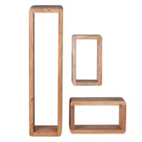 FineBuy 3er Set Wandregale Massivholz Holzregal Landhaus Wandboard Naturprodukt – Ansicht 6