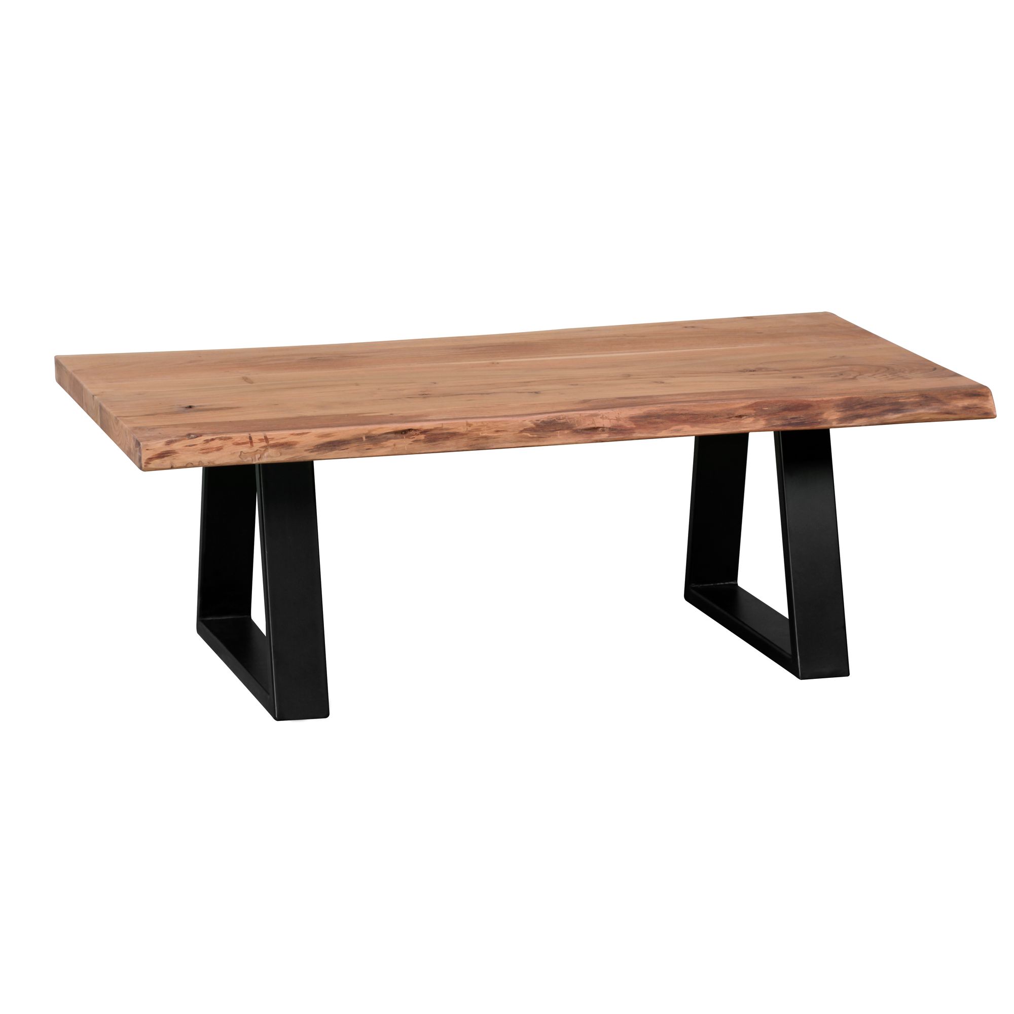 Couchtisch Akazie Massiv 115cm Rechteckiger Wohnzimmertisch Baumkante Metallkufe – Ansicht 9