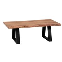 Couchtisch Akazie Massiv 115cm Rechteckiger Wohnzimmertisch Baumkante Metallkufe – Ansicht 9
