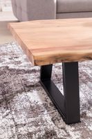 Couchtisch Akazie Massiv 115cm Rechteckiger Wohnzimmertisch Baumkante Metallkufe – Ansicht 7