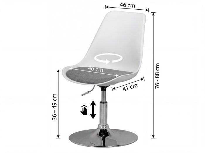 Drehsessel Höhenverstellbar Design Drehstuhl Esszimmerstuhl Drehbar Sessel – Maßzeichnung