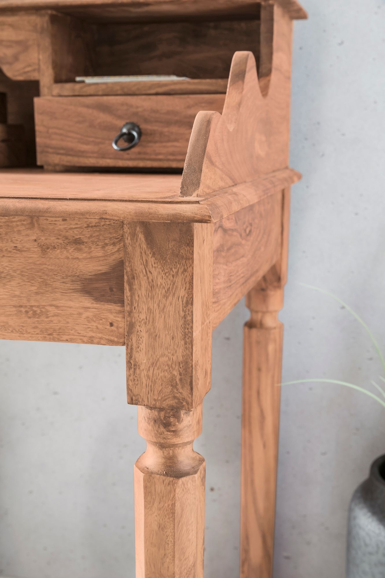 FineBuy Schreibtisch Massivholz Konsole, Sekretär 115 x 100 x 60 cm mit 3 Schubladen und Fächern, Konsolentisch Landhaus-Stil aus Natur-Holz modern, Arbeits-Tisch mit vielen Ablagemöglichkeiten | Farbe: Braun FineBuy Schreibtisch Massivholz Konsole, Sekretär 115 x 100 x 60 cm mit 3 Schubladen und Fächern, Konsolentisch Landhaus-Stil aus Natur-Holz modern, Arbeits-Tisch mit vielen Ablagemöglichkeiten | Farbe: Braun