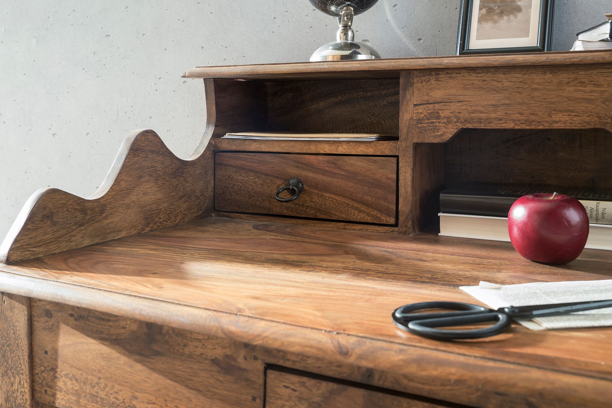 Sekretär FineBuy Schreibtisch Holz Massiv Konsolentisch 115 cm mit Schubladen – Ansicht 4