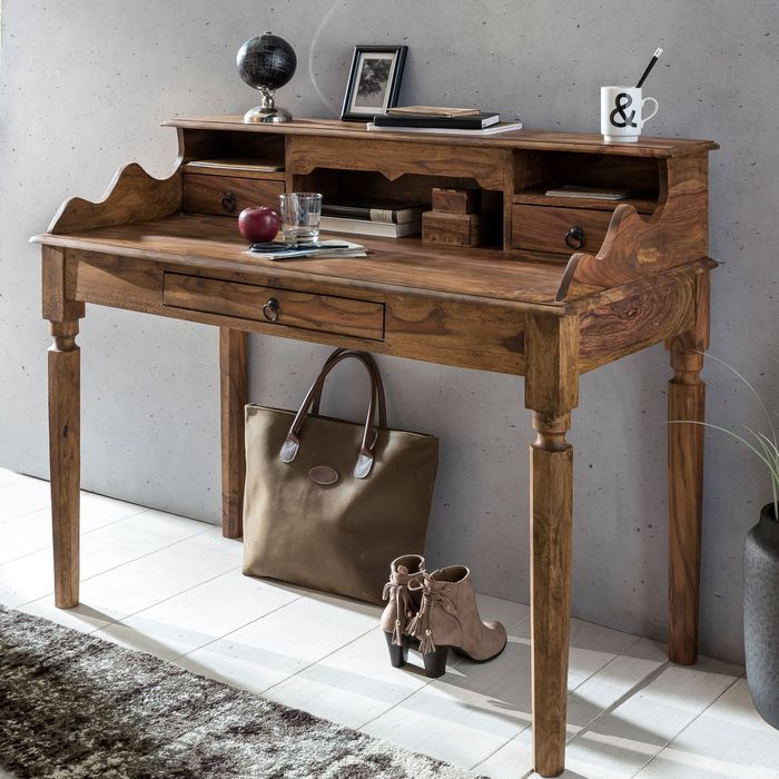 Sekretär FineBuy Schreibtisch Holz Massiv Konsolentisch 115 cm mit Schubladen