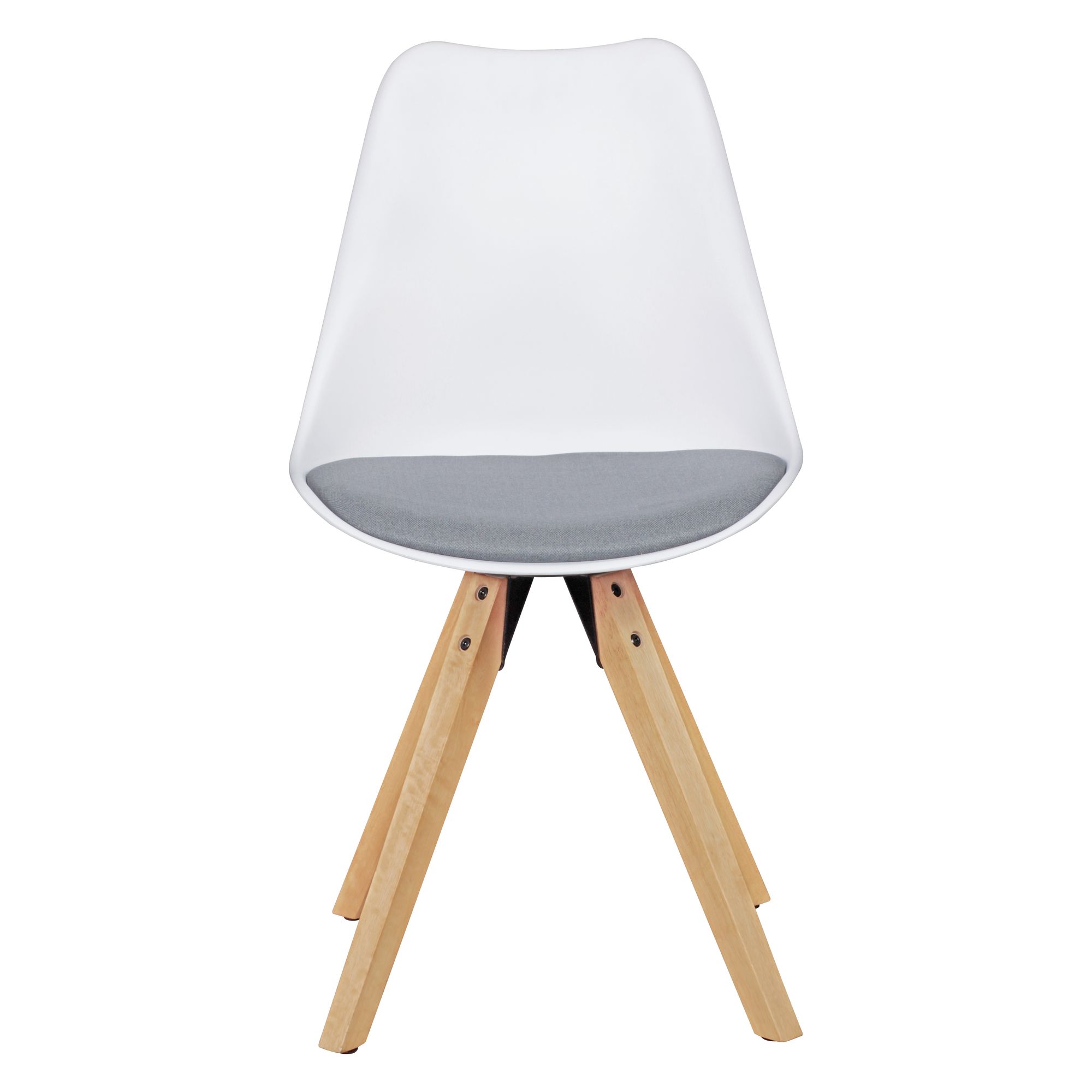FineBuy Design Esszimmerstühle 2er Set SV43912 Skandinavische Stühle mit Holzbeinen, Retro Stuhlset Kunststoff, Küchenstühle mit Kunstleder, Lehnenstuhl Modern, Küchenstuhl Esszimmer | Farbe: Weiß