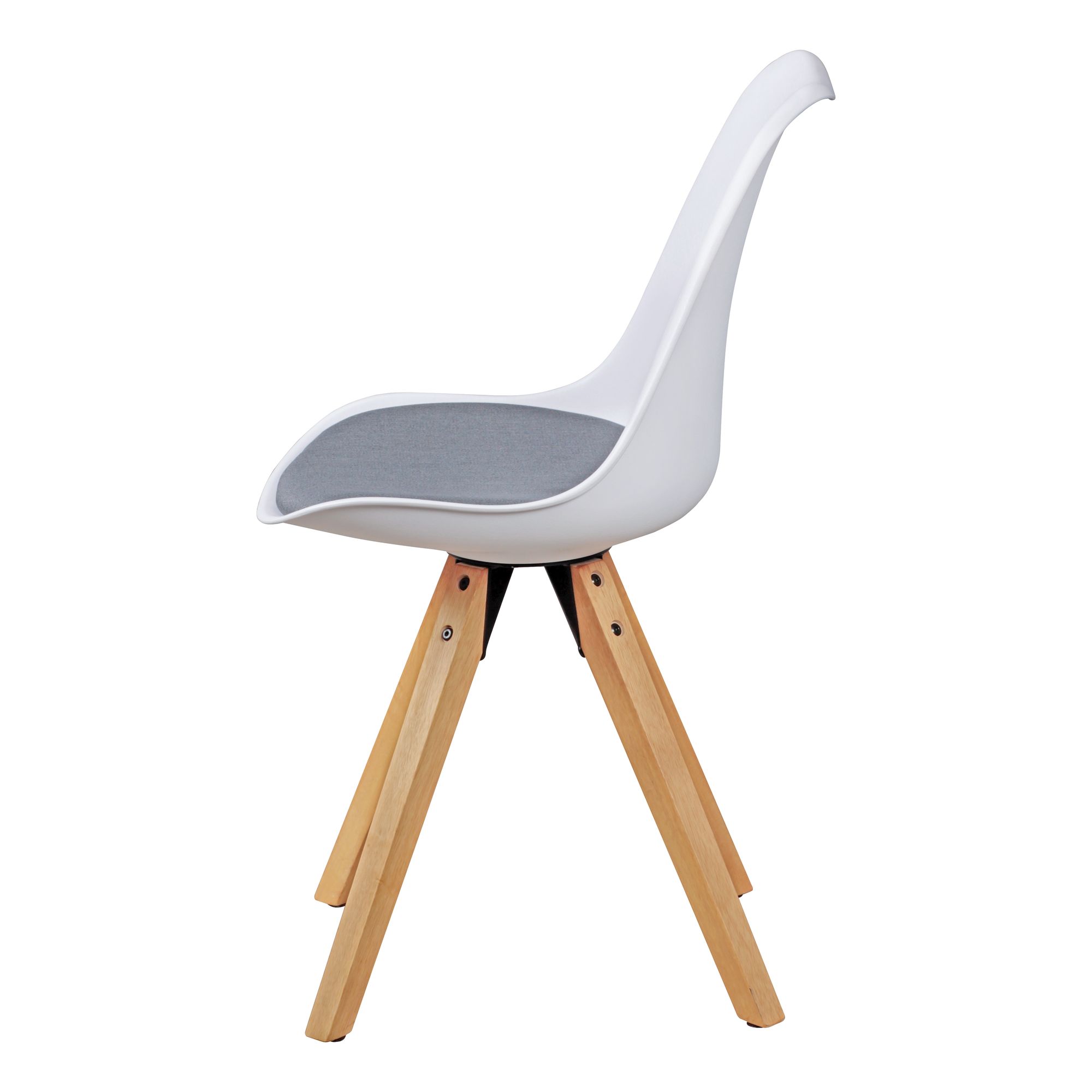 FineBuy Design Esszimmerstühle 2er Set SV43912 Skandinavische Stühle mit Holzbeinen, Retro Stuhlset Kunststoff, Küchenstühle mit Kunstleder, Lehnenstuhl Modern, Küchenstuhl Esszimmer | Farbe: Weiß