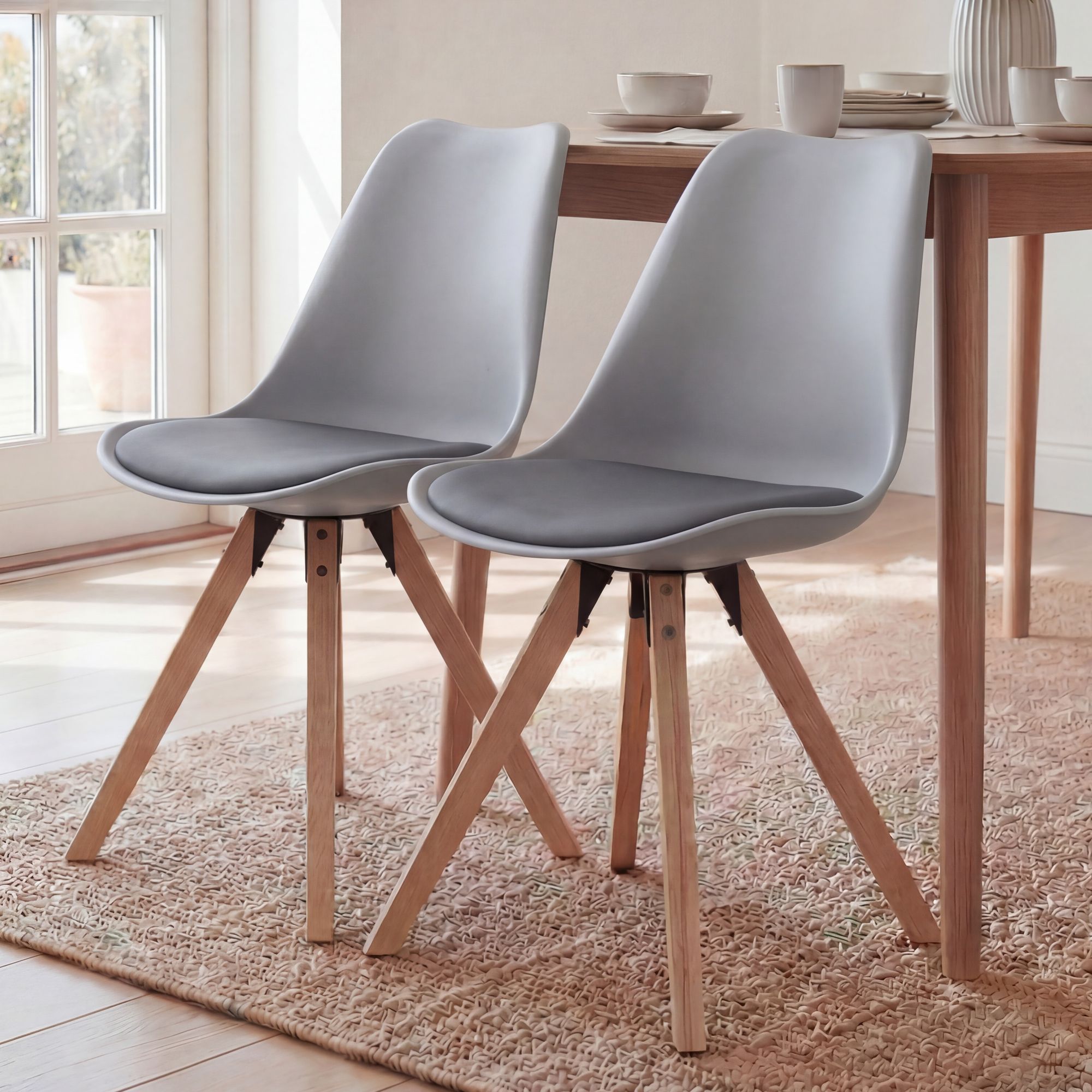 FineBuy 2er Set Retro Esszimmerstuhl Kunstleder Essstuhl Küchenstuhl Rückenlehne – Ansicht 1