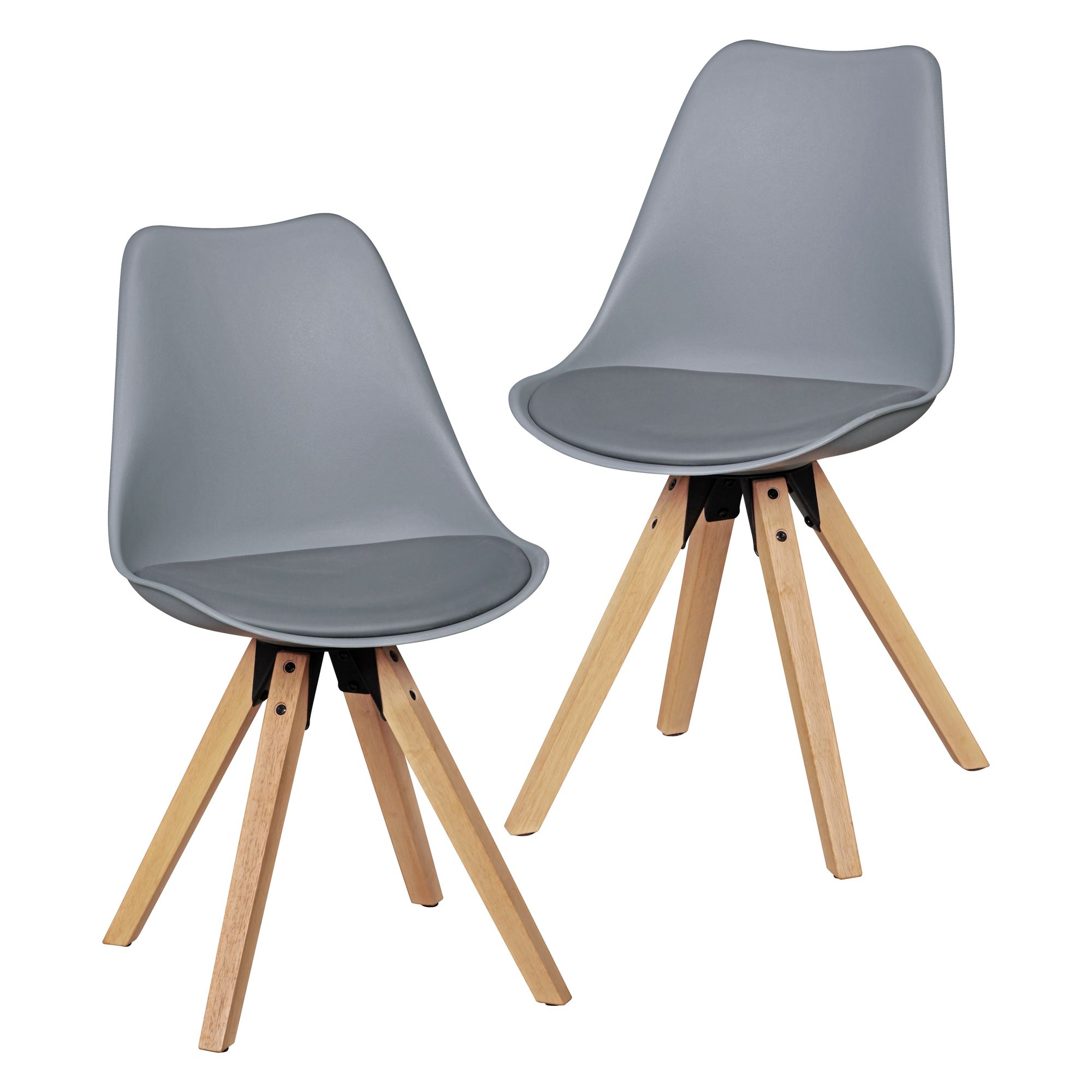 FineBuy Design Esszimmerstühle 2er Set SV43912 Skandinavische Stühle mit Holzbeinen, Retro Stuhlset Kunststoff, Küchenstühle mit Kunstleder, Lehnenstuhl Modern, Küchenstuhl Esszimmer | Farbe: Weiß