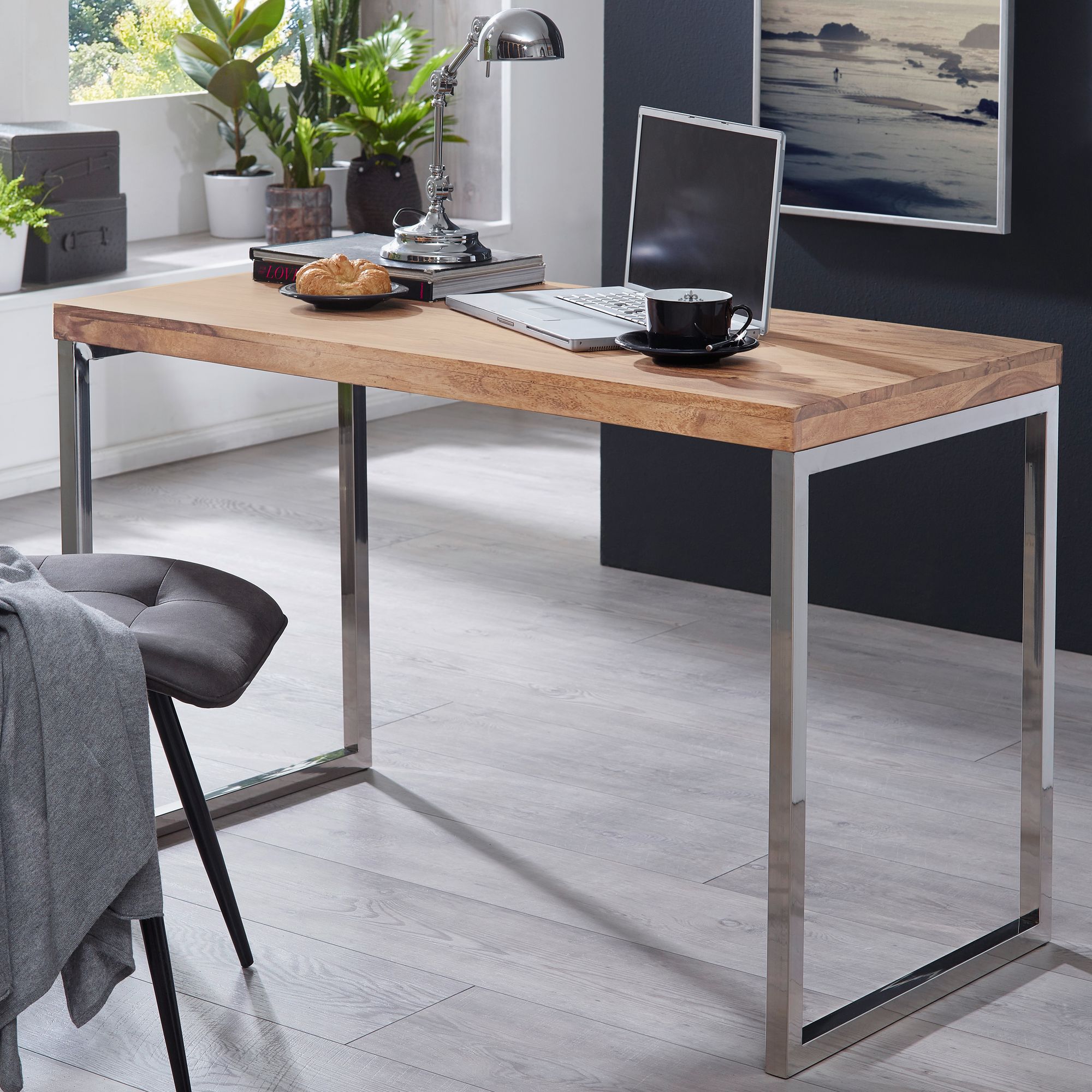 FineBuy Massivholz Schreibtisch Anrichte Computertisch Konsolentisch – Ansicht 1