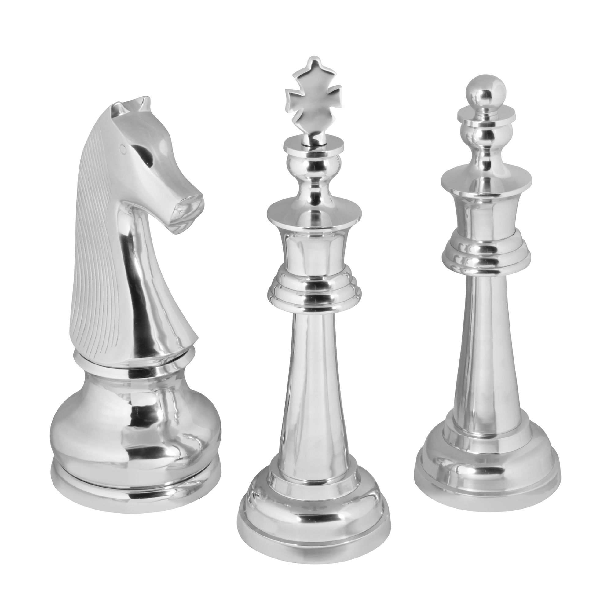 FineBuy Deko Schachfigur Aluminium Dekoration poliert 60 cm Dekofigur Statue Skulptur groß Alu einzeln modern XXL