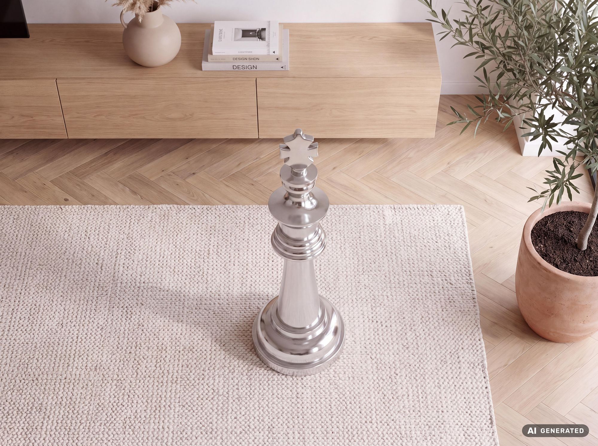 Große Schachfigur Aluminium Dekoration poliert Design Skulptur Dekofigur XXL – Ansicht 4
