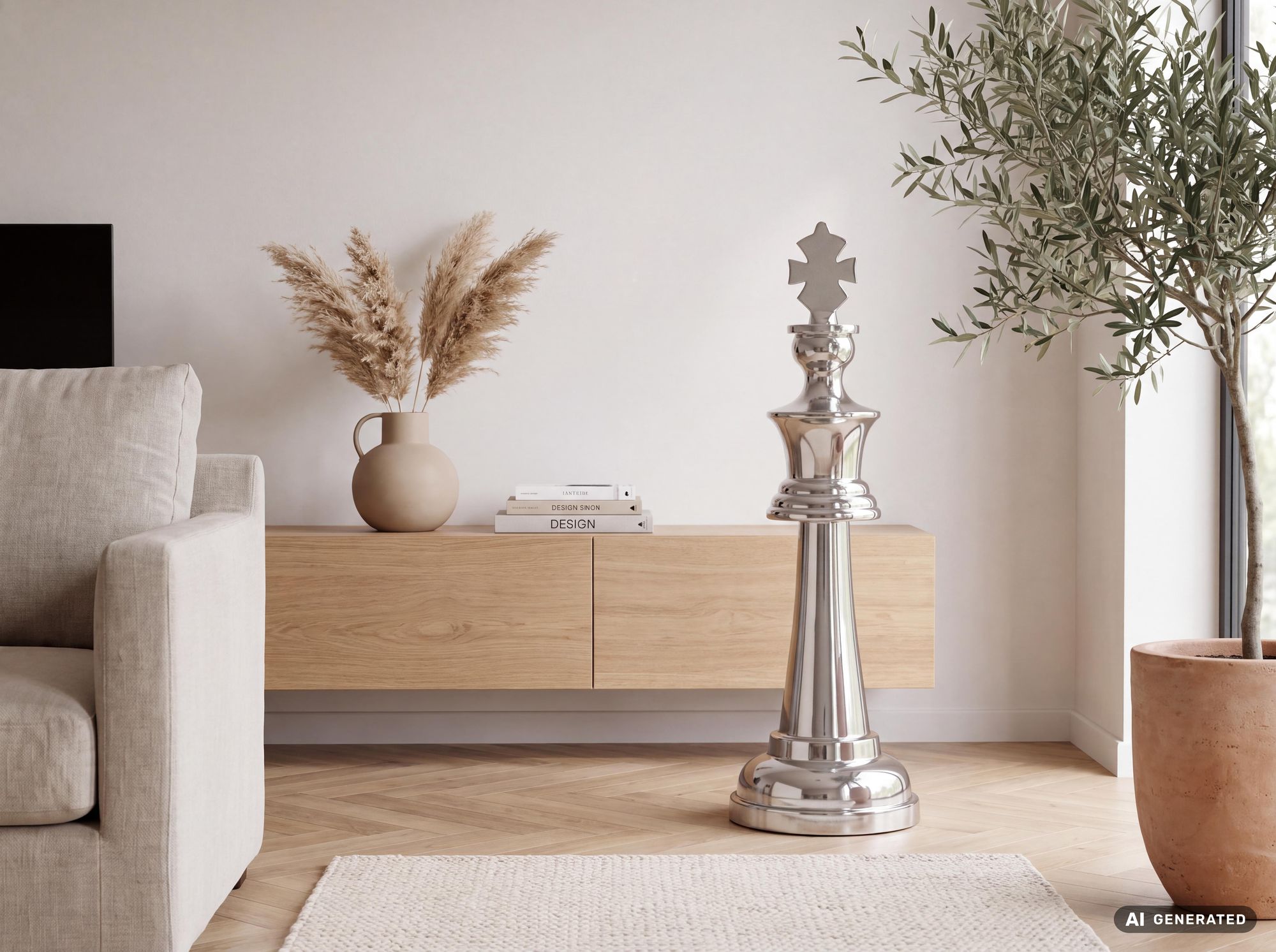 Große Schachfigur Aluminium Dekoration poliert Design Skulptur Dekofigur XXL – Ansicht 2