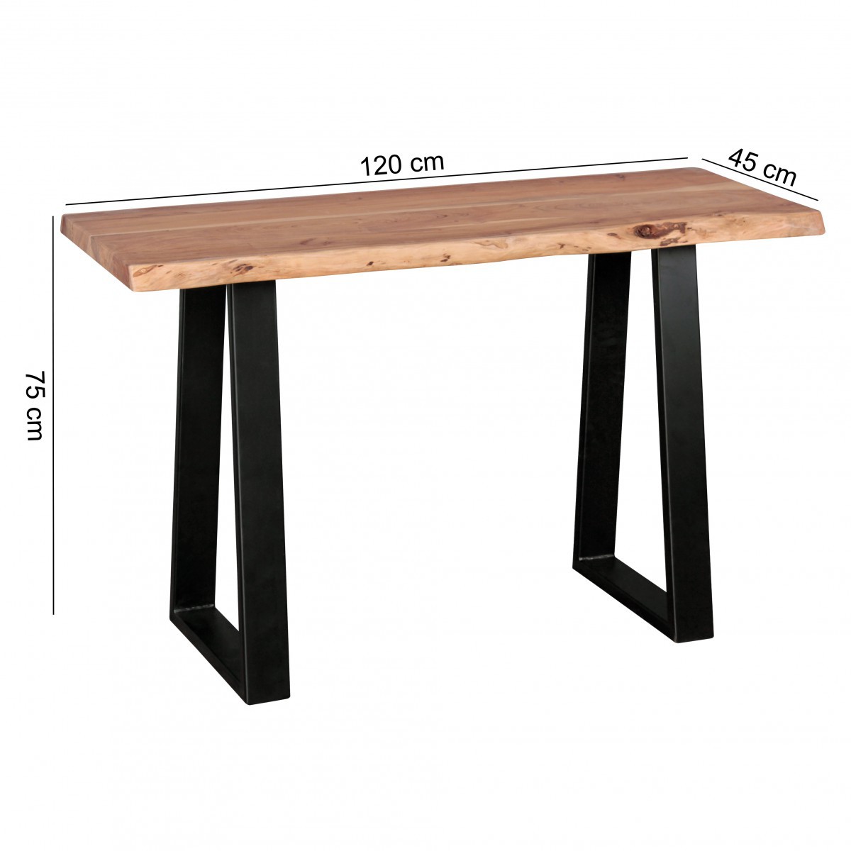 Massiver Konsolentisch GAYA 120 x 45cm Schreibtisch Baumkante Tisch Massiv Holz – Ansicht 3