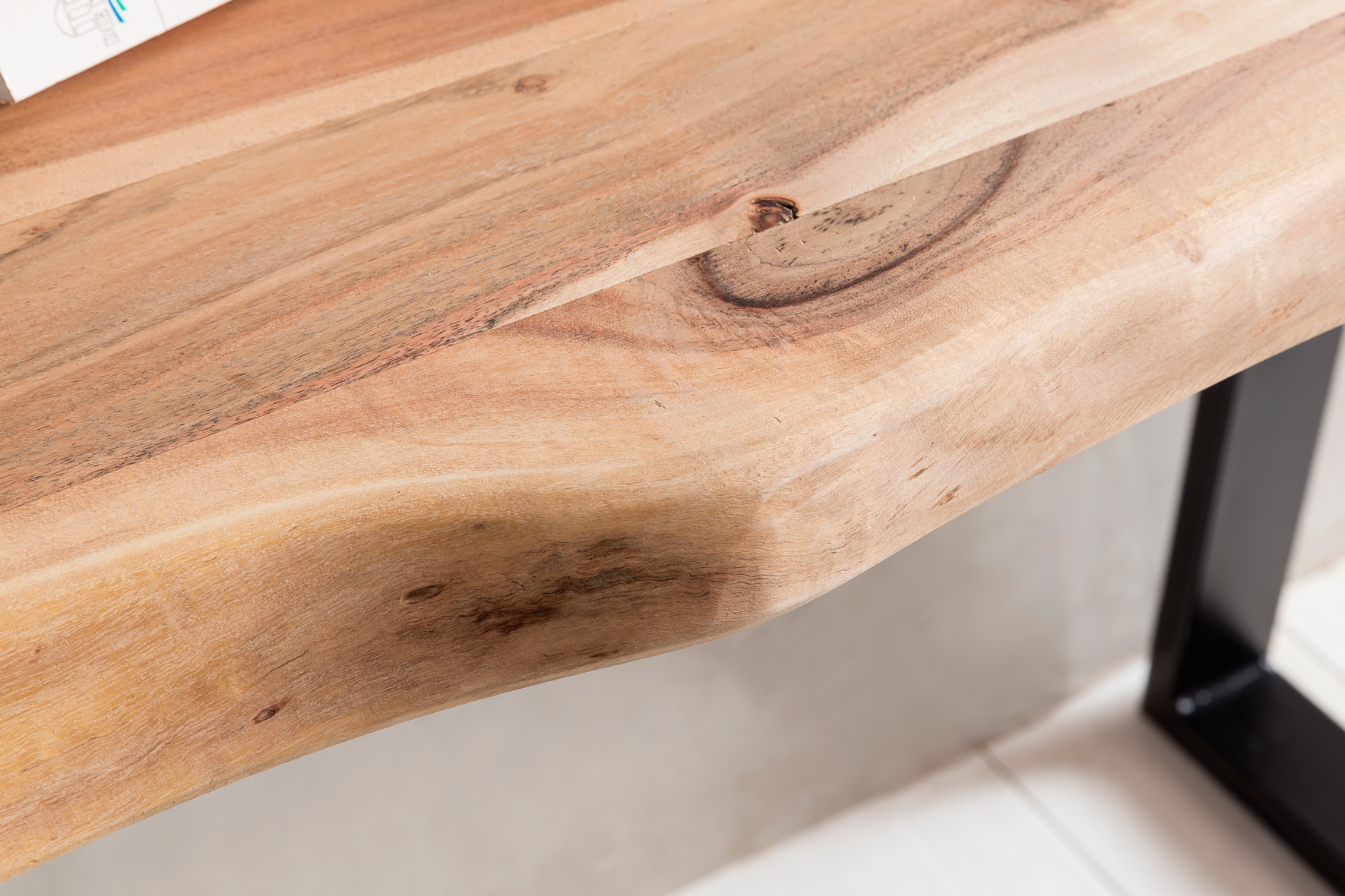 Massiver Konsolentisch GAYA 120 x 45cm Schreibtisch Baumkante Tisch Massiv Holz – Ansicht 5