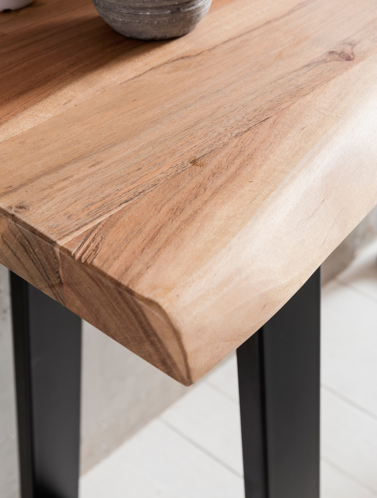 Massiver Konsolentisch GAYA 120 x 45cm Schreibtisch Baumkante Tisch Massiv Holz – Ansicht 6