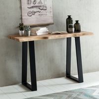 Massiver Konsolentisch GAYA 120 x 45cm Schreibtisch Baumkante Tisch Massiv Holz – Ansicht 1