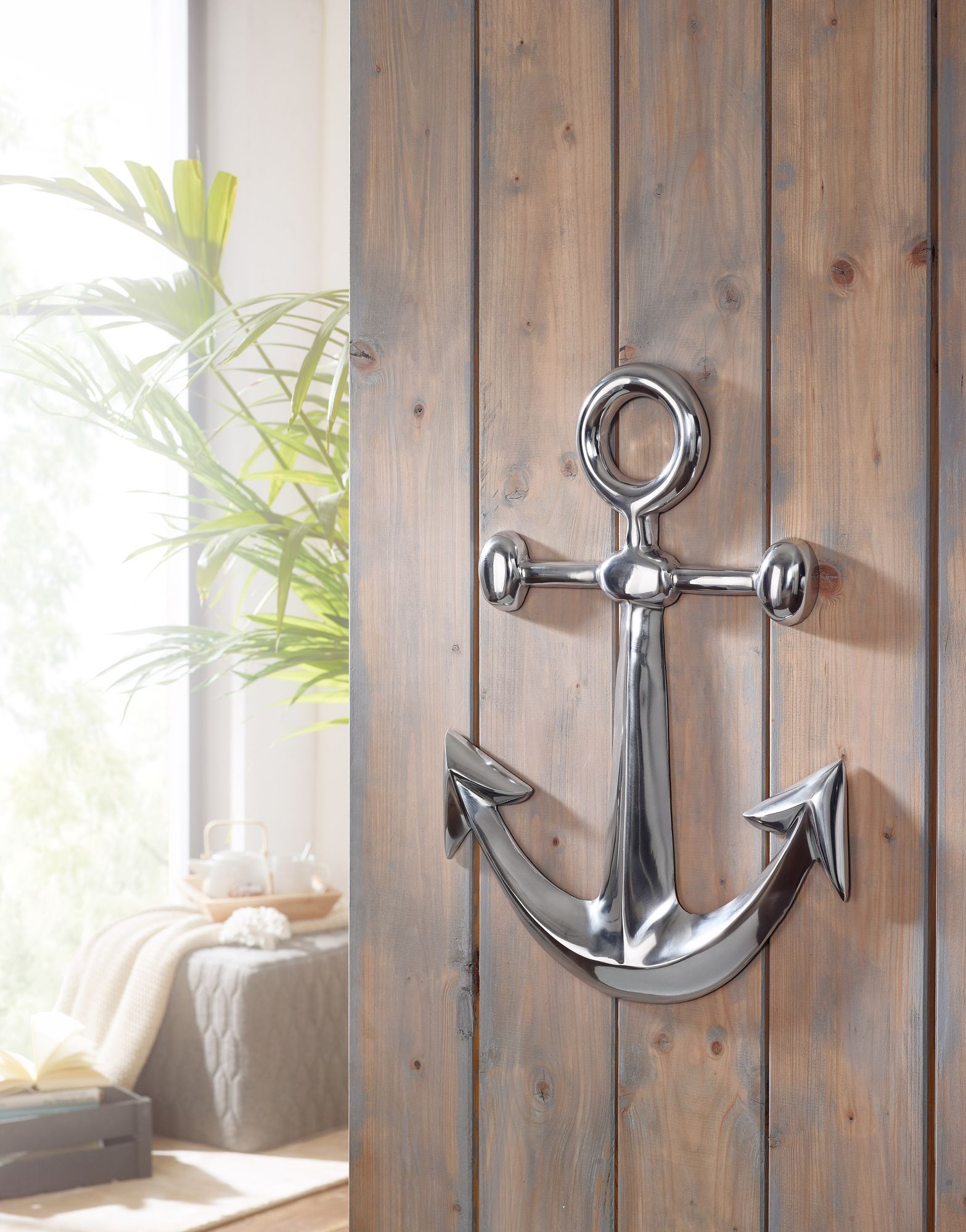 Anker Wanddeko Aluminium Silber 62x40cm Maritim Wanddeko Dekoanker Nautik – Ansicht 2