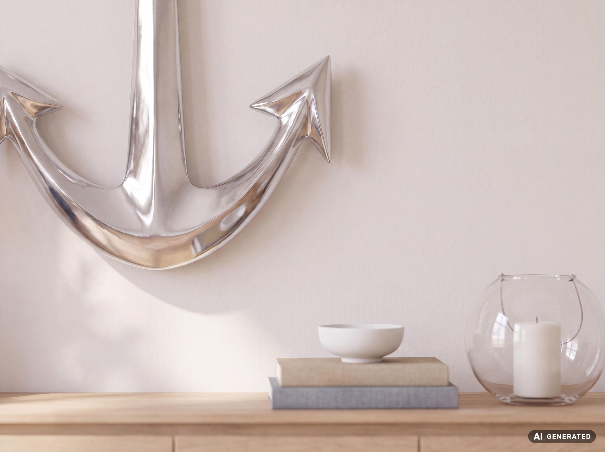 Anker Wanddeko Aluminium Silber 62x40cm Maritim Wanddeko Dekoanker Nautik – Ansicht 4