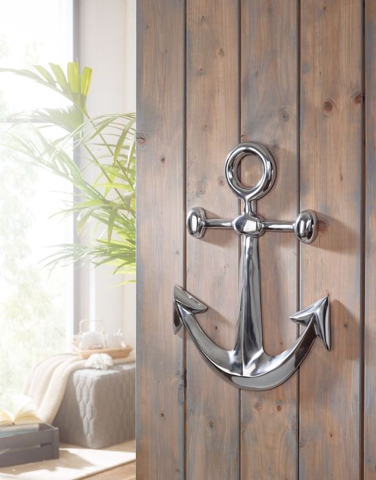 FineBuy Design Deko Maritim Anker 40 x 62,5 x 3,5 cm poliert aus Aluminium, Alu Schiffsanker Bootsanker Wand-Dekoration, Geschenk-Idee Maritime Deko 4250950260566