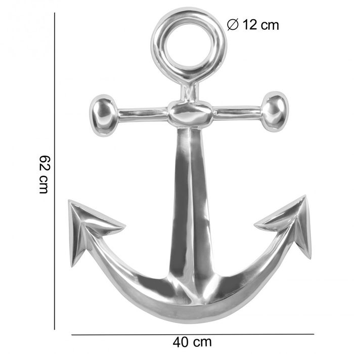 Anker Wanddeko Aluminium Silber 62x40cm Maritim Wanddeko Dekoanker Nautik – Maßzeichnung
