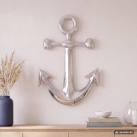 Anker Wanddeko Aluminium Silber 62x40cm Maritim Wanddeko Dekoanker Nautik – Ansicht 1