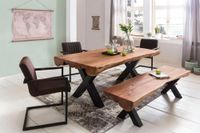 WOHNLING Esszimmertisch 200 x 100 Akazie Vollholz Esstisch Baumstamm Küchentisch – Ansicht 2