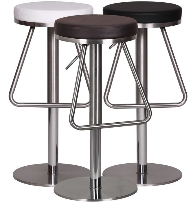 FineBuy Barhocker Edelstahl höhenverstellbare Sitzfläche 54 - 79 cm, Design Barstuhl, Bistrohocker Barsitz Gepolstert, Thekenhocker 360° Drehbar, Tresenstuhl Modern 10502