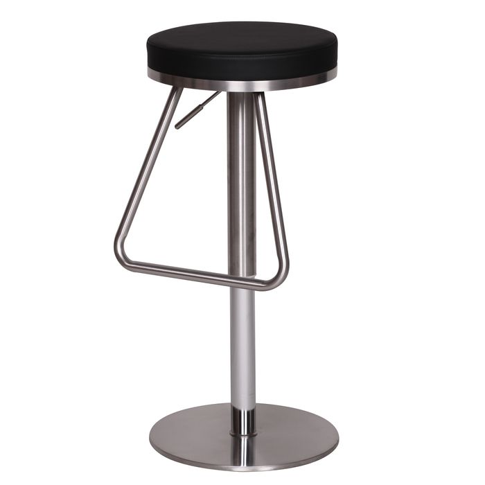 FineBuy Barhocker Edelstahl höhenverstellbare Sitzfläche 54 - 79 cm, Design Barstuhl, Bistrohocker Barsitz Gepolstert, Thekenhocker 360° Drehbar, Tresenstuhl Modern 10502