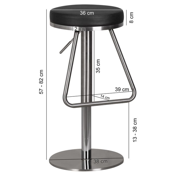 FineBuy Barhocker Edelstahl Design Barstuhl Tresenstuhl Modern Bistrohocker – Maßzeichnung