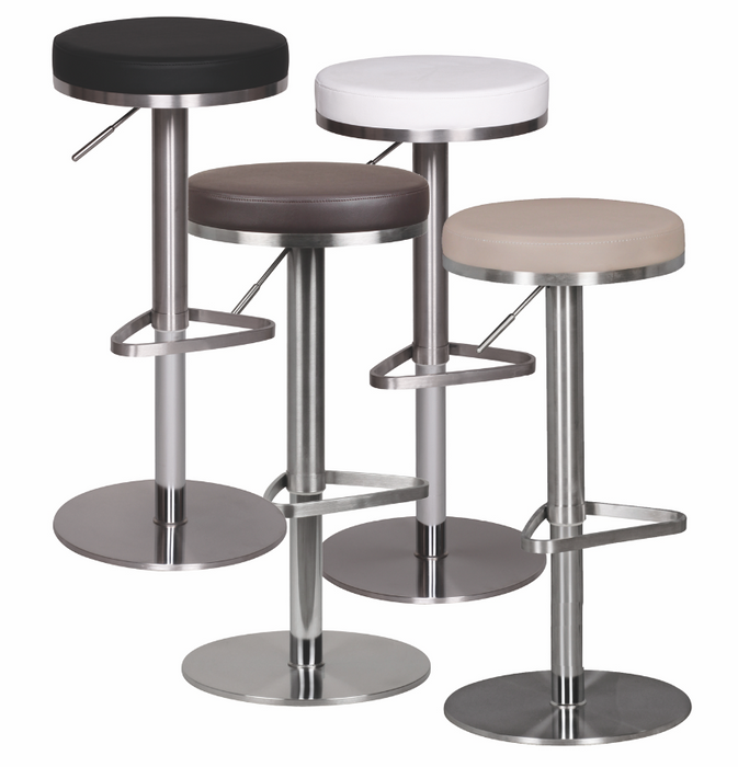 FineBuy Barhocker Edelstahl höhenverstellbare Sitzhöhe 57 - 82 cm, Barstuhl Modern 360° Drehbar, Tresenhocker mit Standfuß, Design Bistrohocker Hoch, Tresenstuhl-Sitz Gepolstert 10507