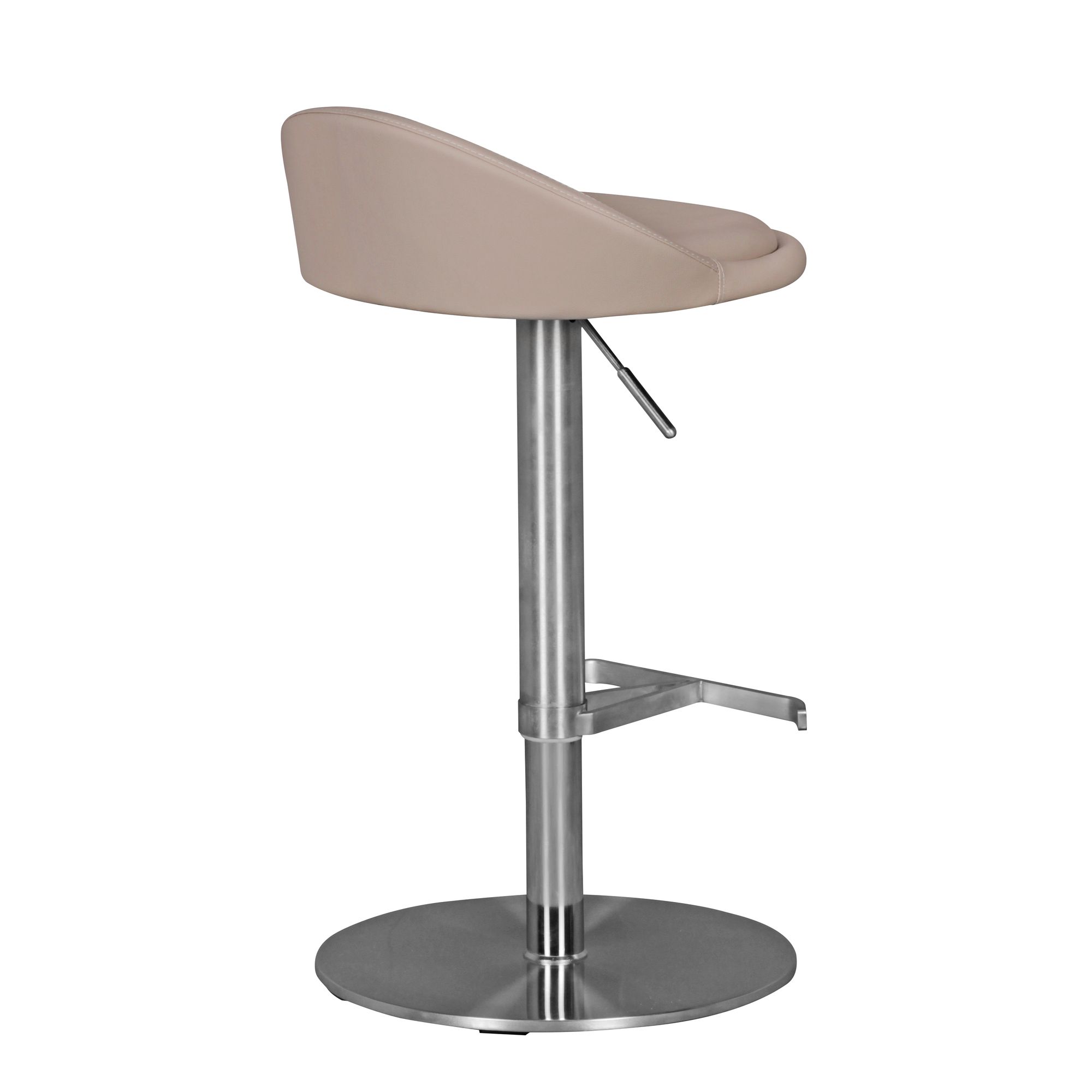 FineBuy Barhocker Edelstahl höhenverstellbare Sitzhöhe 54-79 cm, Design Barstuhl mit Rückenlehne, Bistrohocker Barsitz Gepolstert, Thekenhocker 360° Drehbar, Tresenstuhl Modern | Farbe: Braun