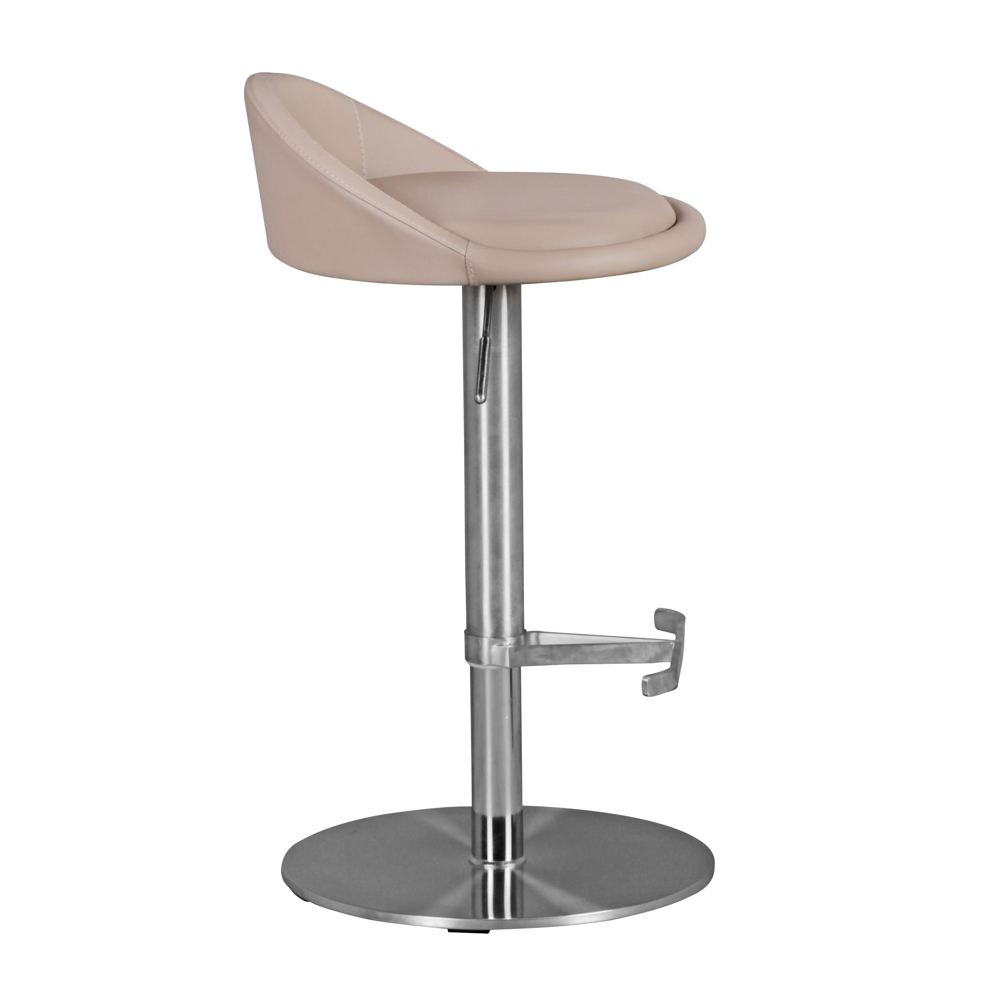 FineBuy Barhocker Edelstahl höhenverstellbare Sitzhöhe 54-79 cm, Design Barstuhl mit Rückenlehne, Bistrohocker Barsitz Gepolstert, Thekenhocker 360° Drehbar, Tresenstuhl Modern | Farbe: Braun