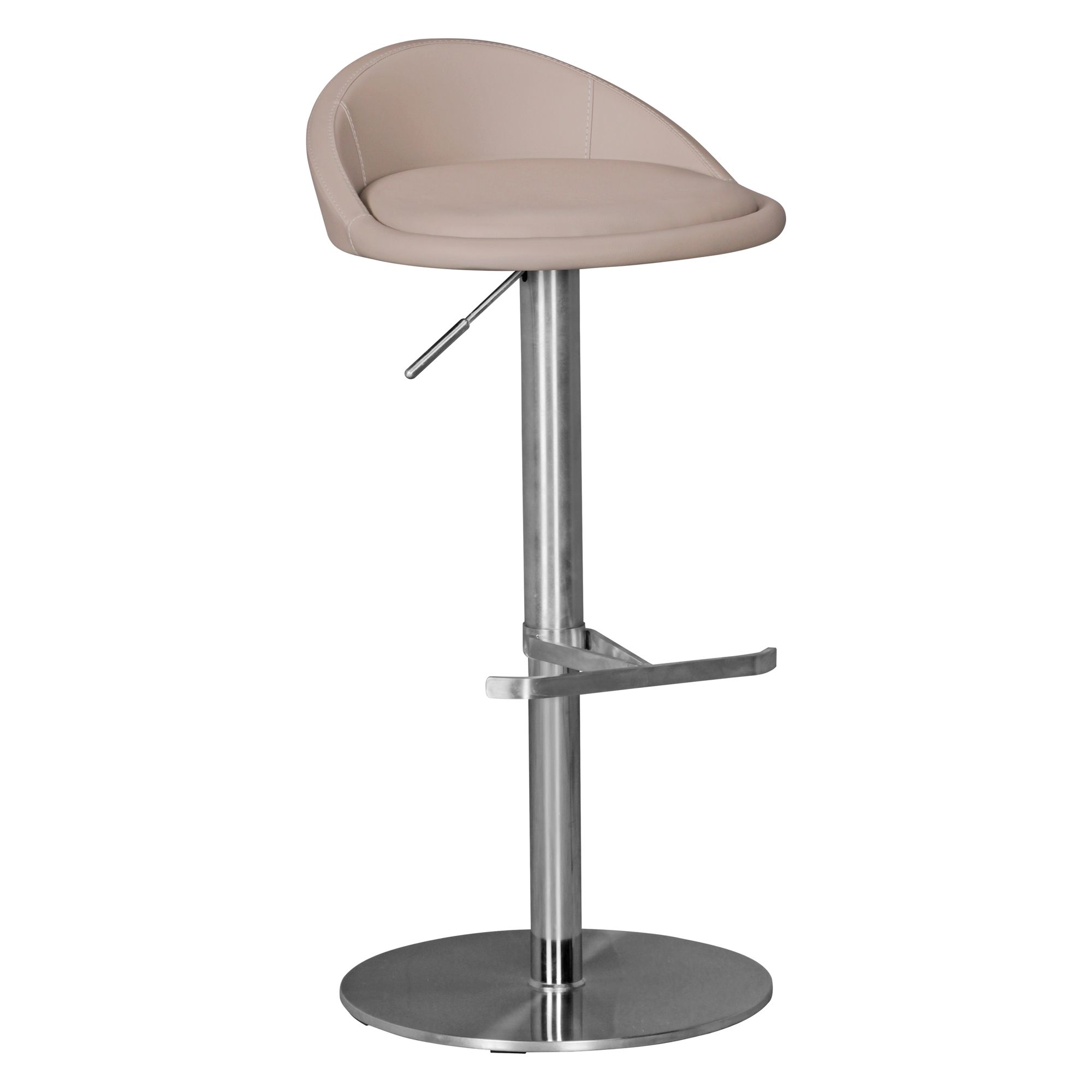 FineBuy Barhocker Edelstahl höhenverstellbare Sitzhöhe 54-79 cm, Design Barstuhl mit Rückenlehne, Bistrohocker Barsitz Gepolstert, Thekenhocker 360° Drehbar, Tresenstuhl Modern | Farbe: Braun