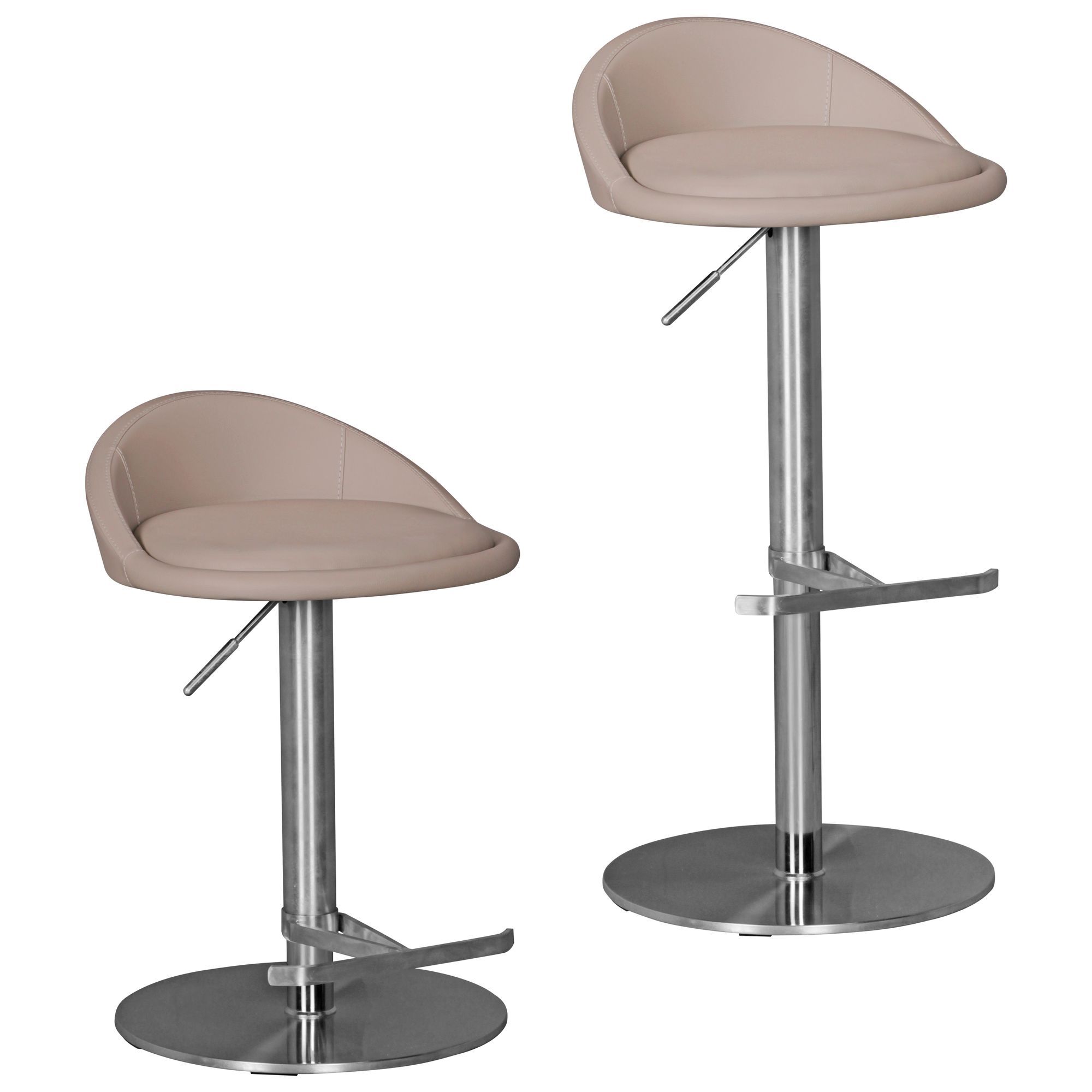 FineBuy Barhocker Edelstahl höhenverstellbare Sitzhöhe 54-79 cm, Design Barstuhl mit Rückenlehne, Bistrohocker Barsitz Gepolstert, Thekenhocker 360° Drehbar, Tresenstuhl Modern | Farbe: Braun