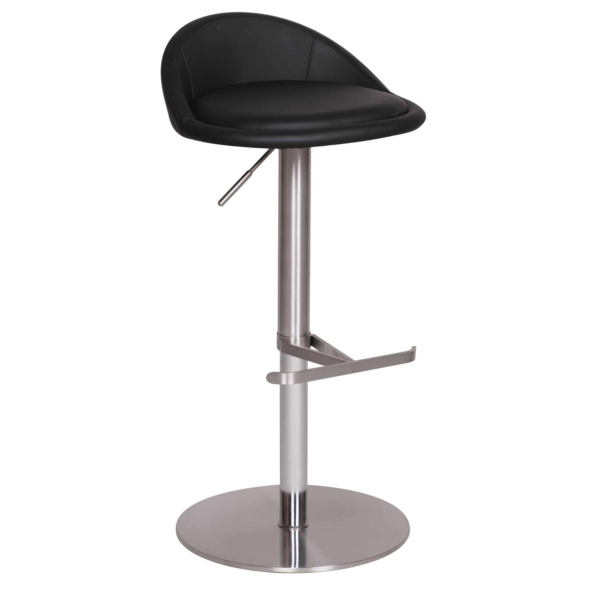 FineBuy Barhocker Edelstahl höhenverstellbare Sitzhöhe 54-79 cm, Design Barstuhl mit Rückenlehne, Bistrohocker Barsitz Gepolstert, Thekenhocker 360° Drehbar, Tresenstuhl Modern | Farbe: Braun
