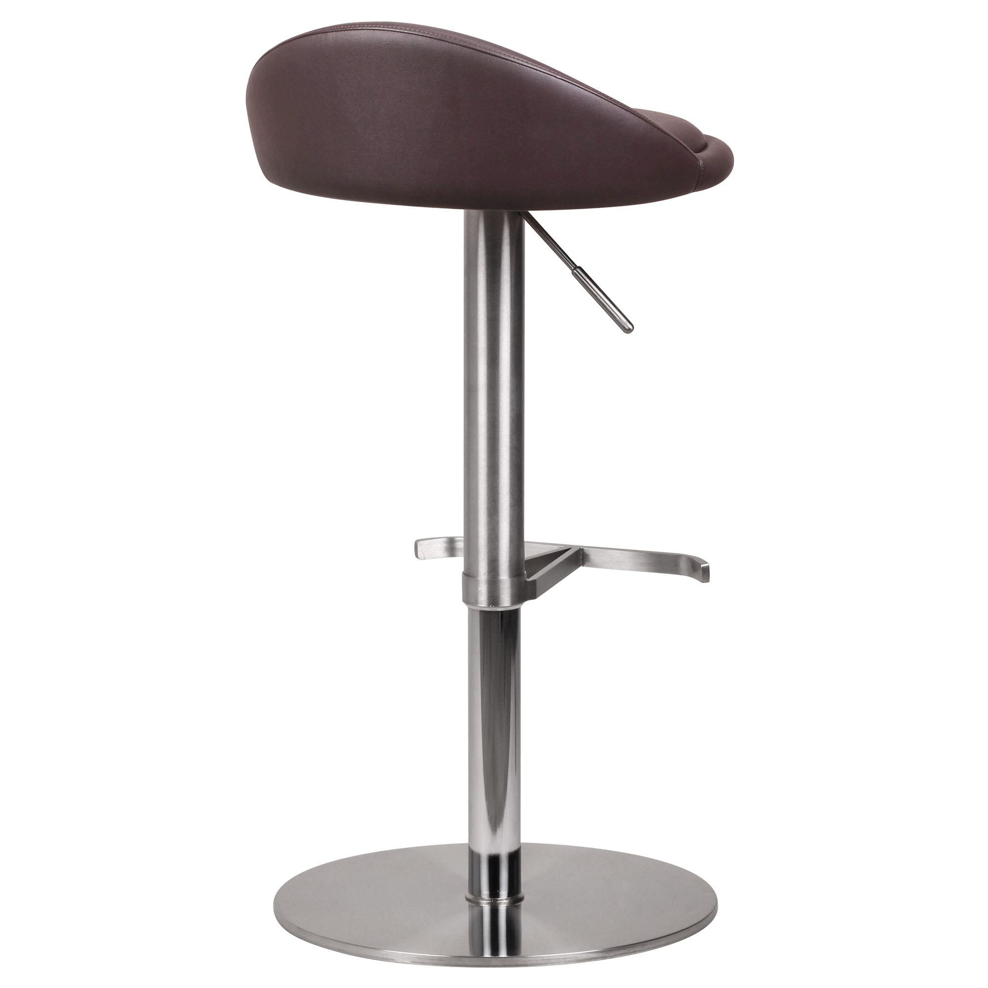 FineBuy Barhocker Edelstahl höhenverstellbare Sitzhöhe 54-79 cm, Design Barstuhl mit Rückenlehne, Bistrohocker Barsitz Gepolstert, Thekenhocker 360° Drehbar, Tresenstuhl Modern | Farbe: Braun