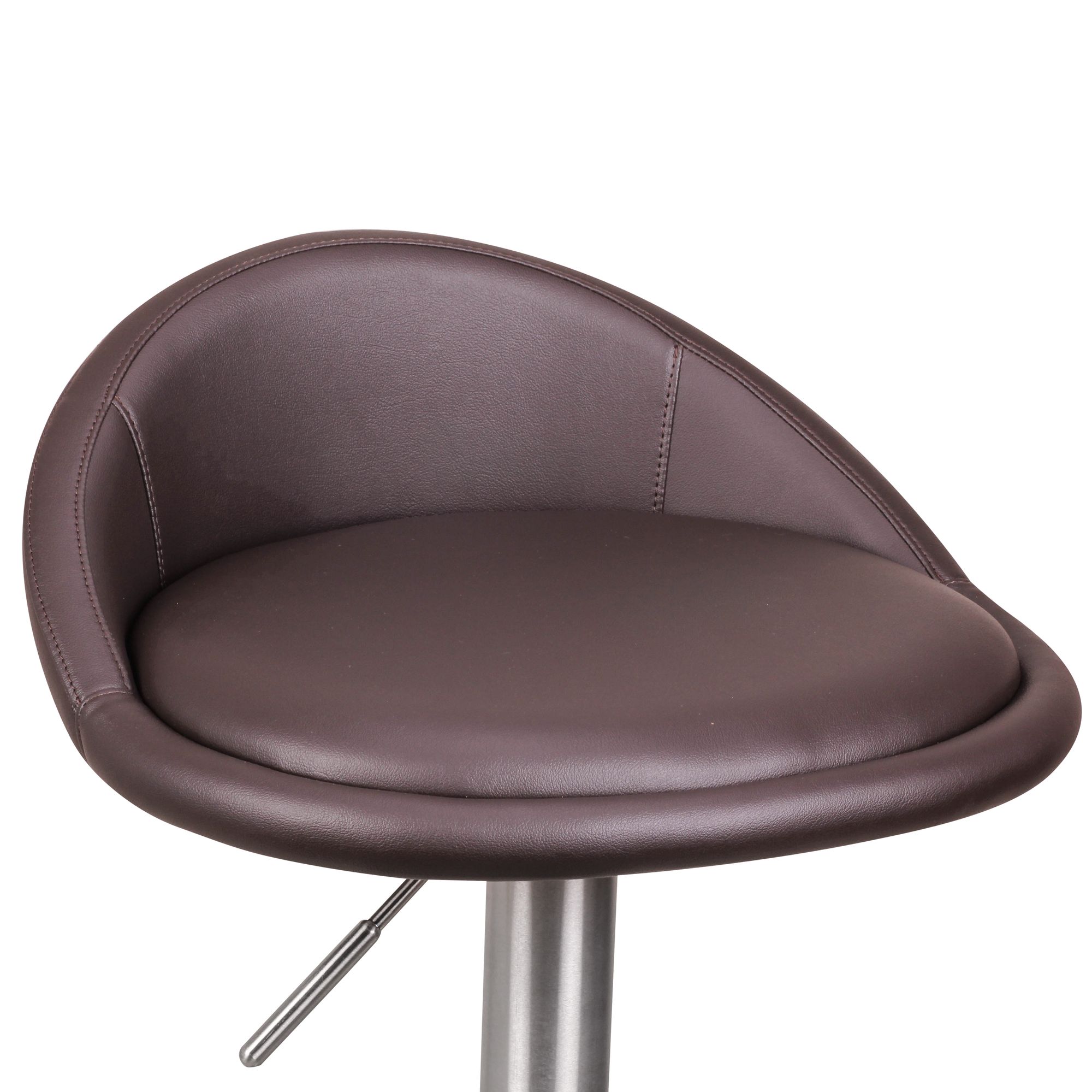 FineBuy Barhocker Edelstahl höhenverstellbare Sitzhöhe 54-79 cm, Design Barstuhl mit Rückenlehne, Bistrohocker Barsitz Gepolstert, Thekenhocker 360° Drehbar, Tresenstuhl Modern | Farbe: Braun