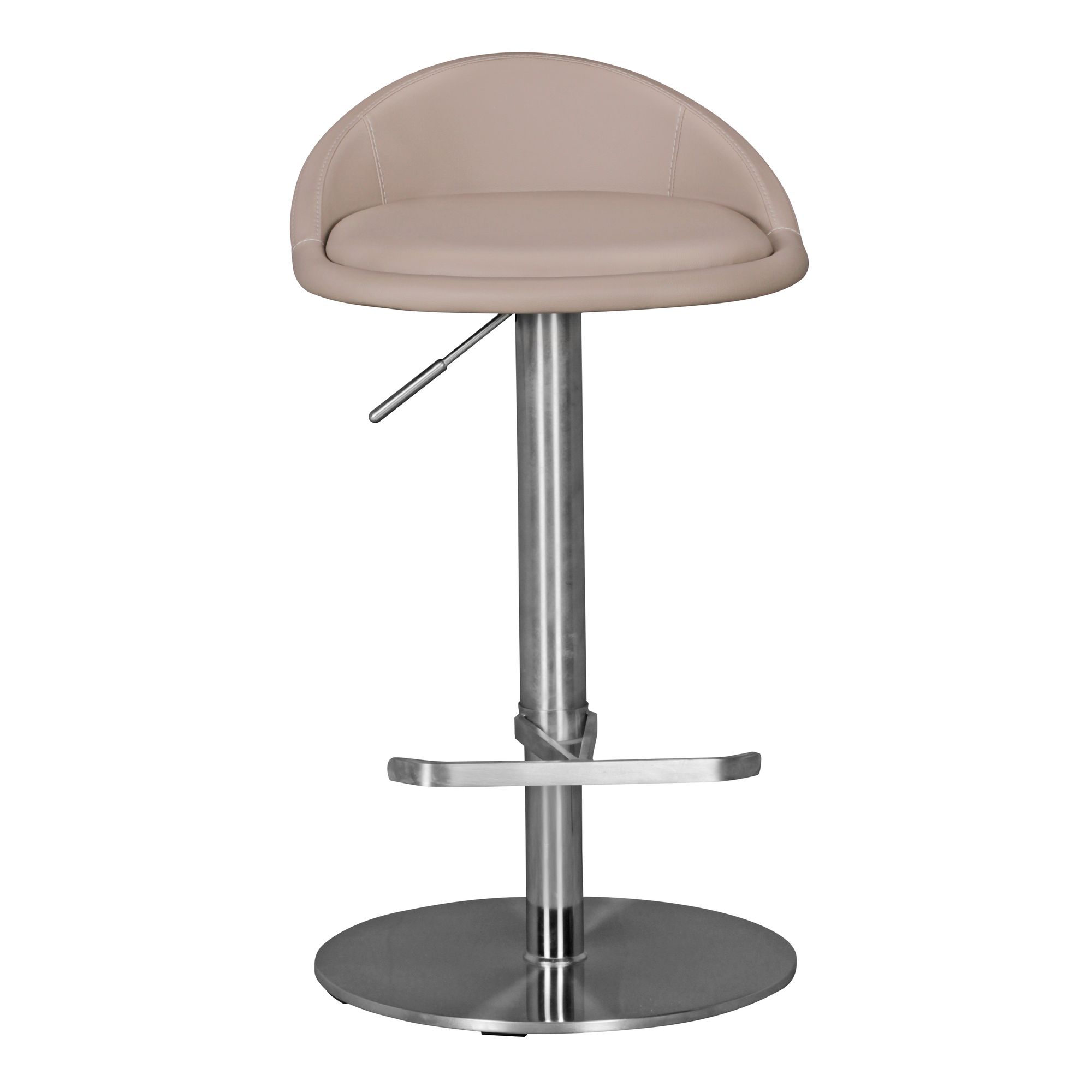 FineBuy Barhocker Edelstahl höhenverstellbare Sitzhöhe 54-79 cm, Design Barstuhl mit Rückenlehne, Bistrohocker Barsitz Gepolstert, Thekenhocker 360° Drehbar, Tresenstuhl Modern | Farbe: Braun