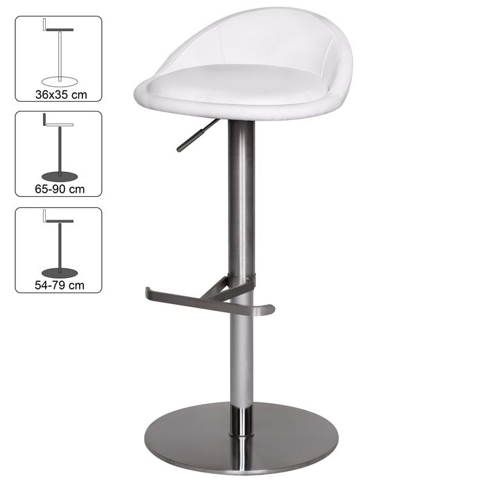 FineBuy Barhocker Edelstahl höhenverstellbare Sitzhöhe 54-79 cm, Design Barstuhl mit Rückenlehne, Bistrohocker Barsitz Gepolstert, Thekenhocker 360° Drehbar, Tresenstuhl Modern 10512