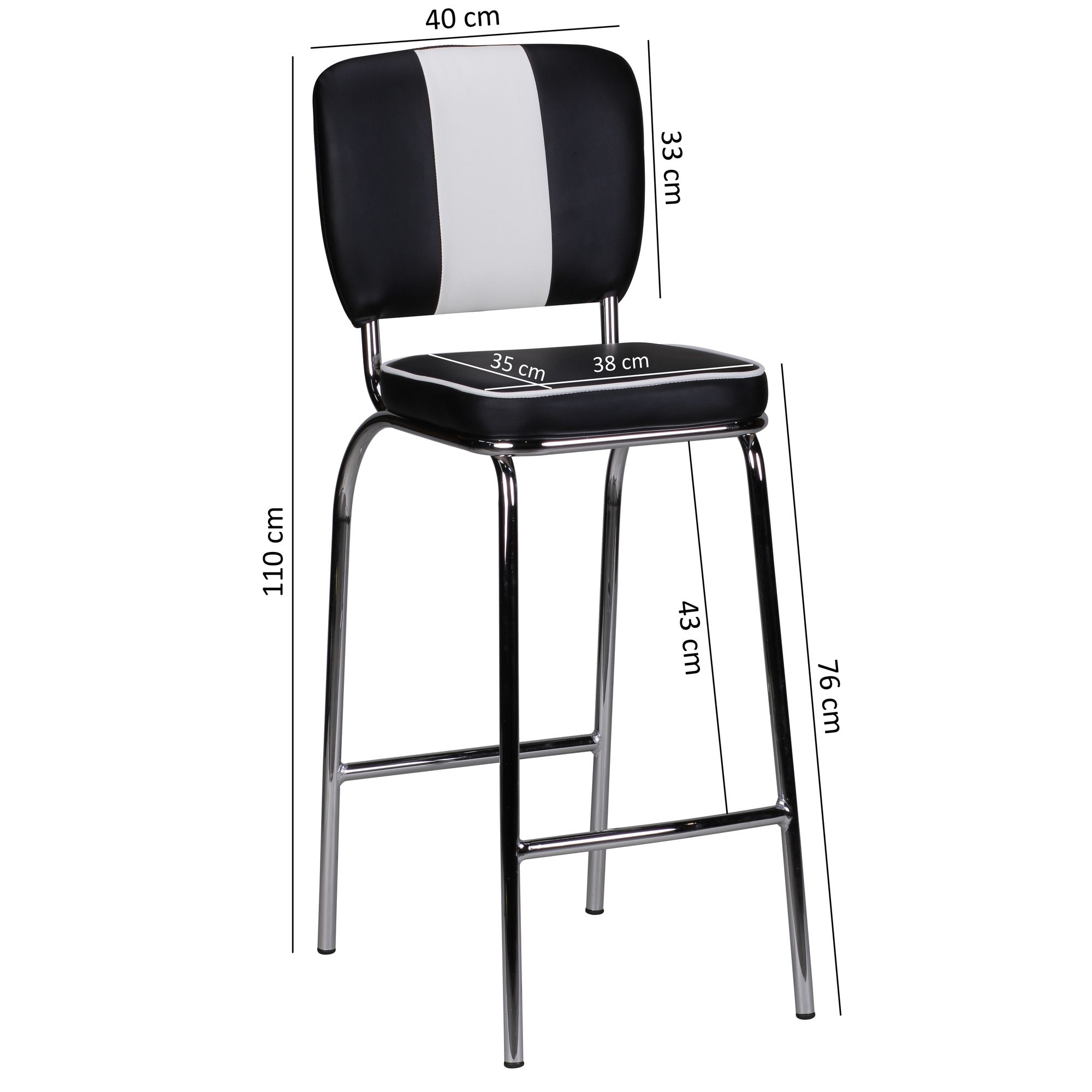 Barhocker American Diner Barstuhl 50er Jahre Retro Stuhl US Style Tresenstuhl – Ansicht 3